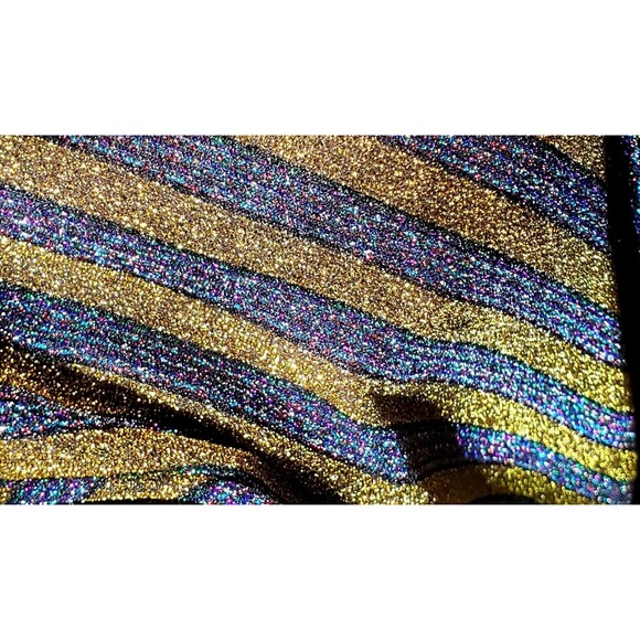 Forever 21+ Purple Gold Glitter Striped Blouse 2X Long Sleeve Sparkle Top - Picture 9 of 12